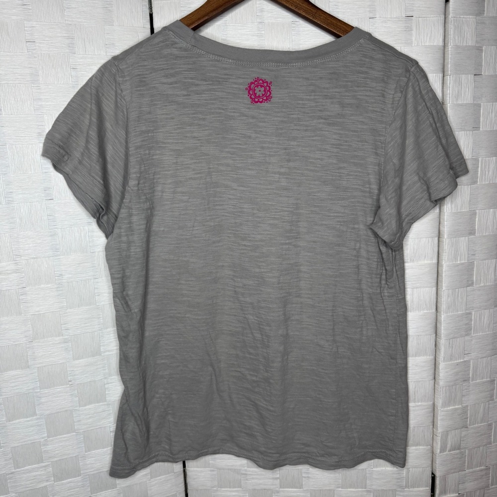 Natural Life One Kind Word Floral Graphic T-Shirt Grey Slub Cotton Womens XL - Picture 3 of 4